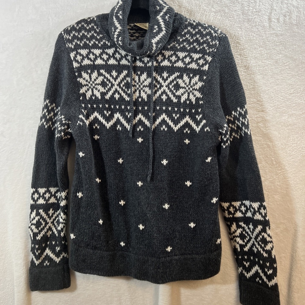 Vintage Women's Nordic Grey White Ski Medium Sweater Rollneck B Moss Designs
